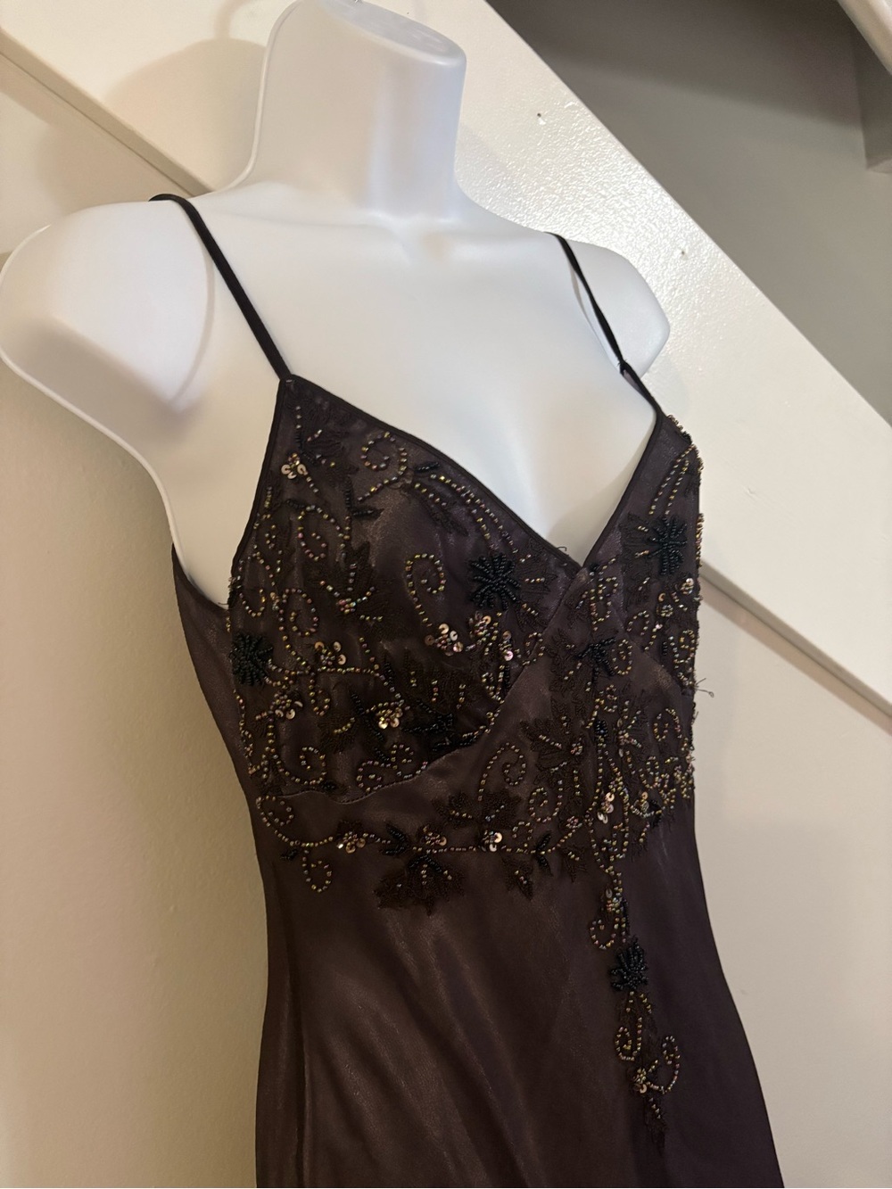 Adrianna Papell Evening brown and purple silk dress size 12 - Picture 7 of 16